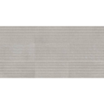 Large Grooved Grey 12x24 porcelain tile featuring a grey color and dimensional grooved texture for contemporary decorative interior walls.